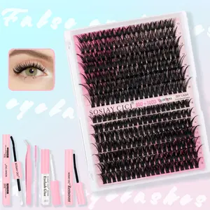 SOSIAYCICI Lash Extension Kit DIY  Lash Clusters Eyelash Extension Kit, 10-18mm 80D+100D Individual Lashes Kit with Lash Bond & Seal, Eyelash Tweezers , Suitable For Eyelash Extension Beginners Natural Thickening Blend