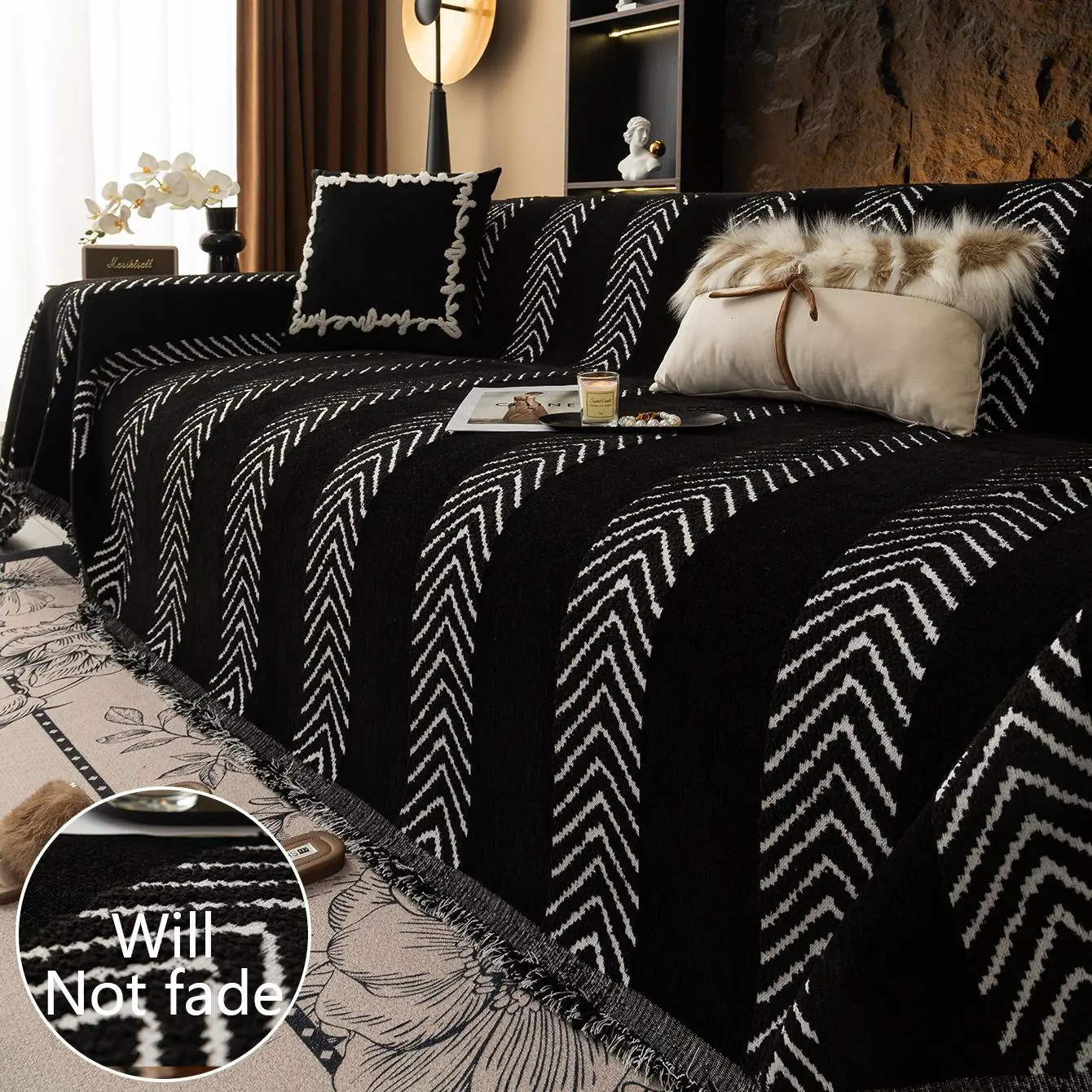 Geometric Pattern Sofa Couch Covers, Washable Couch Covers, Couch Protectors, 1 Count Non-slip Elastic Sofa Slipcover, Sofa Protector for Home Living Room, Home Decor