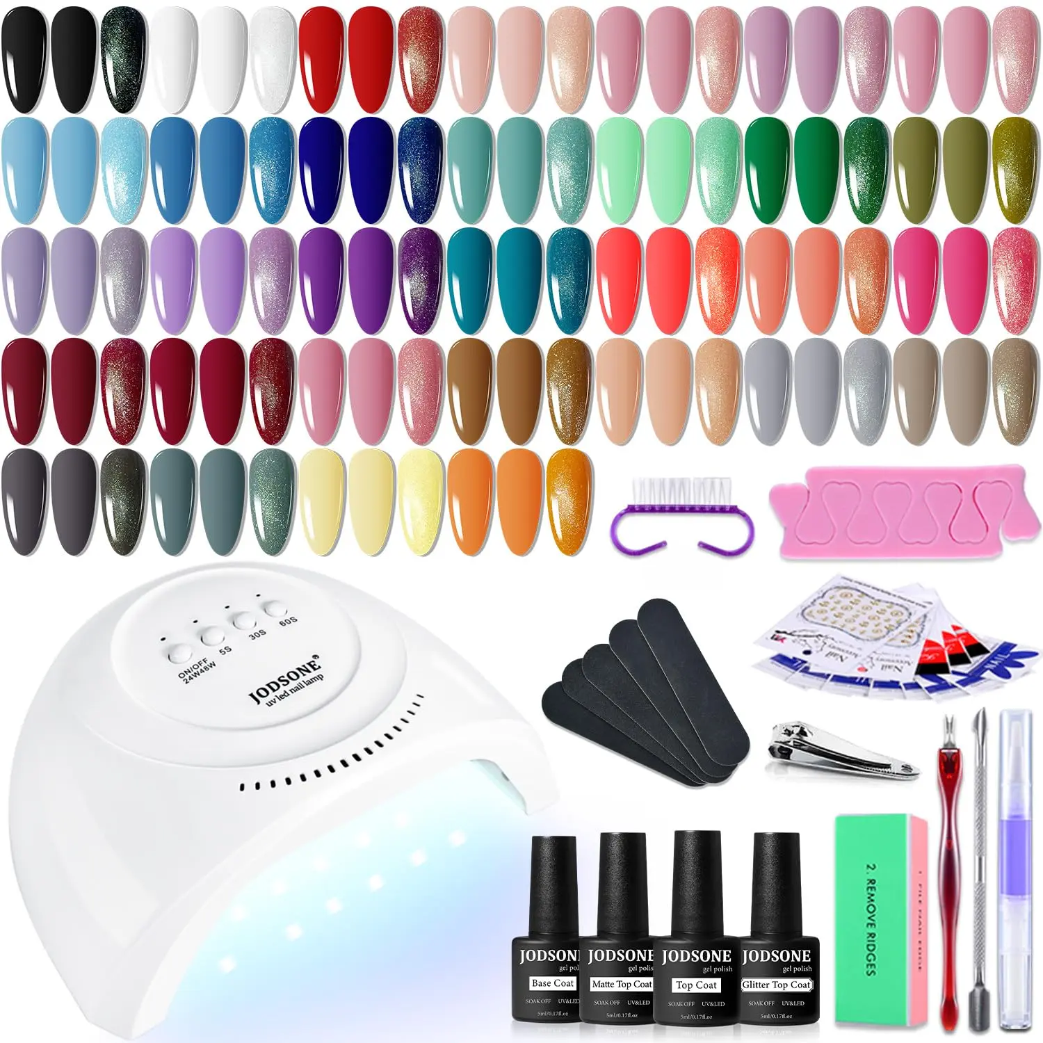 JODSONE 35PCS Gel Nail Polish Kit with UV LED Nail Lamp, Classic Black White Nude Blue-Purple Shades, Soft and Smooth Brush, Highly Colored Beauty Products, Manicure Tools for Glossy Care, Adults' All-Season Major Events Gift Sets, Gift Sets For Women, Co