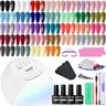 JODSONE 35PCS 5ml Gel Nail Polish Kit with UV LED Lamp (Multiple Curing Modes), Nail Care Colorful Set, Classic Black White Nude Blue-Purple Shades, Soft Brush, High-Pigment Minerals-Infused Cosmetic, DIY At-Home Manicure Tools, Women's All-Season Gifts