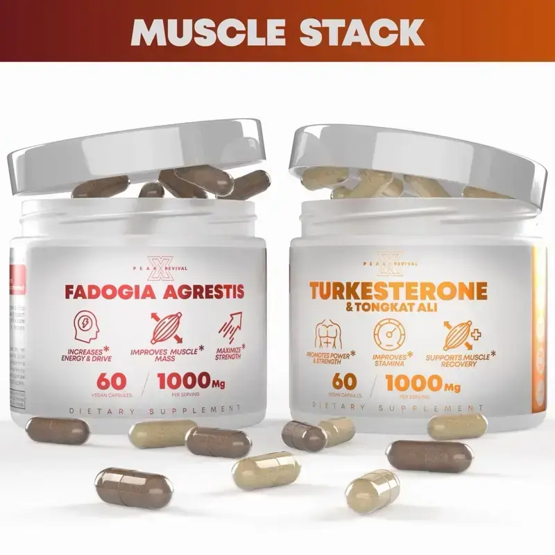 Muscle Stack – Testosterone Booster for Men - 2000mg Turkesterone, Tongkat Ali & Fadogia Agrestis – Strength, Stamina, Energy, Muscle Growth & Recovery Support – Men's T Booster Pills, Pre WorkouLab Tested, 120 Capsules Protein Supplement Premium Protein