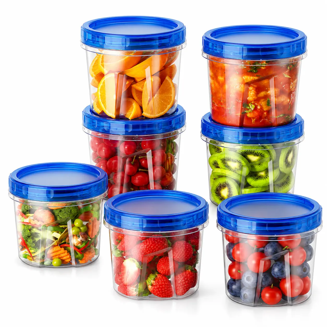 6 Pack 32 oz   Containers with Lids, Large Freezer  Containers, Airtight Leakproof Meal Prep Containers, BPA Free Plastic  Containers, Stackable Refrigerator Organizer for Fruits, Vegetables, Leftovers, Snacks, Soup & Lunch