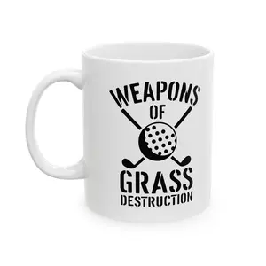 Funny Coffee Golf Mug 11oz Ceramic Weapons of Grass Destruction Coffee Cup for Golf Lovers – Hilarious Golf Gift for Men, Women, Coworkers – Unique Golf Joke Mug for Morning Tee Time, Office Humor...