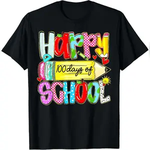 100th Day Of School Pencil Teachers Child Happy 100 Days T-Shirt Comfy Everyday T-Shirt