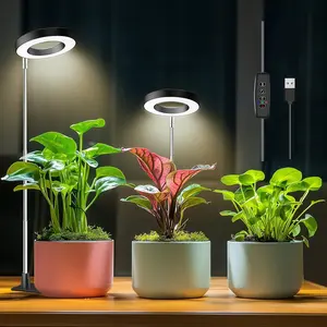 Indoor Plant Grow Light, USB Powered LED Full Spectrum Plant Light, Height Adjustable LED Plant Light with 10 Dimming Brightness & On/Off Time Home Modern