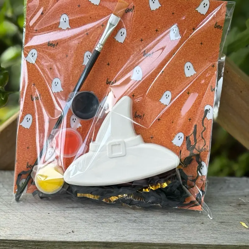 Kids' Spooky Theme Witch Hat Paint Kit, DIY Painting Supplies, Kids' Craft Activity, Halloween Boo Basket Gift, Classroom Party Favor