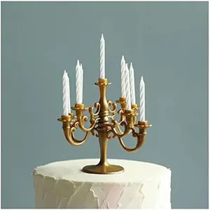 Mini Plastic Candle Holder Stand with 9 count Candelabra Taper Beautiful  Candlestick Cake Topper Desk Ornament for Christmas Wedding Event Birthday Party Candelabra  Height 14cm