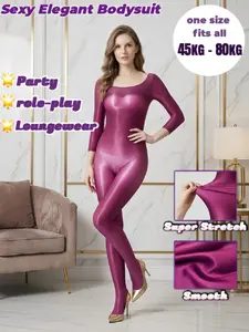 Silk Stocking Bodysuit Full Body Underwear, Sexy Oil Glossy Horse Oil Socks, Women's Jumpsuit, All Seasons, Solid Style, Womenswear