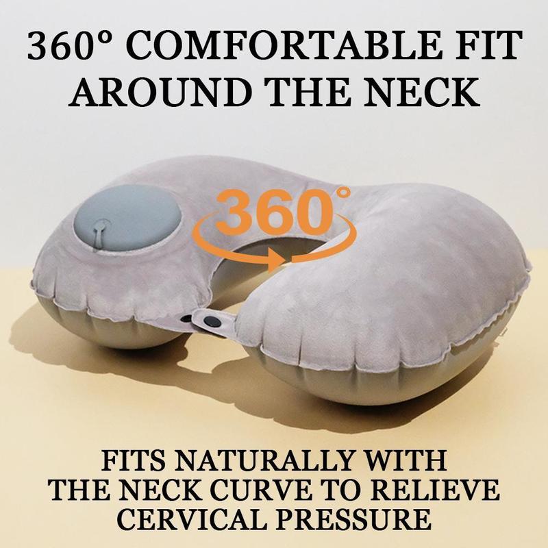 Inflatable Travel Pillow, Neck Pillow for Traveling Airplanes Train Car Office, Portable U-Shaped Blow Up Neck Support Pillow