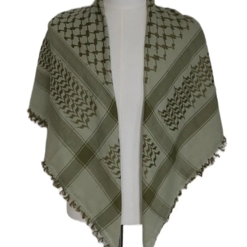 Ahla Shabab Mint Green & Olive Green Hatta/Kuffiyeh - Versatile Unisex Polyester Scarf for All Seasons