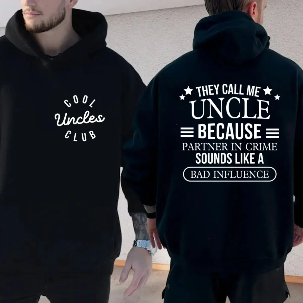 Unisex Hoodie, Cool Uncle Club 2 Sided Shirt, Funny Family Tee, Uncle Graphic Sweatshirt, Partner In Crime Uncle Tshirt, Unisex Long Sleeve Crewneck Tee, Gift For Men, Classic Streetwear