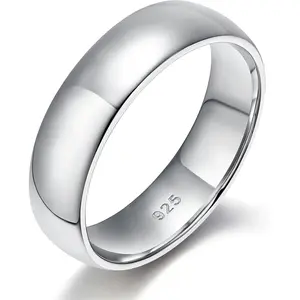 2mm 4mm 6mm Silver Ring High Polish Plain Dome Wedding Band Comfort Fit Size 3-13