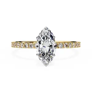 Marquise Diamond Solitaire Accent Engagement Ring