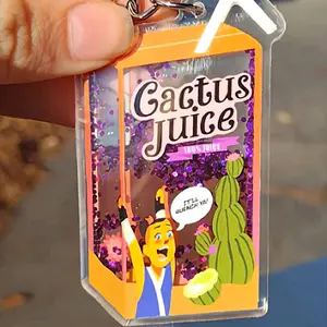 Cactus Juice Box Plastic Keychain