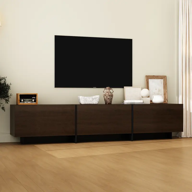 FUFU&GAGA Sleek Design 71.7" W TV Stand with 3 Flip-Down Drawers, High Quality Modern Entertainment Center with Storage, Media Console Table TV Cabinet, Dark Brown Living Room Home