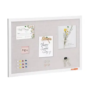 VEVOR 30x20 White Cork Board with Linen Surface - Stylish Wall-Mounted Bulletin Board for Home, School, Office - Elegant Functional Noticeboard