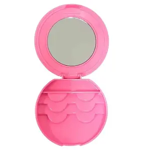 Jlash Portable Travel-Size False Eyelashes Extensions Case - Compact Pink Cosmetic Makeup Box with Mirror for Storing Makeup Products