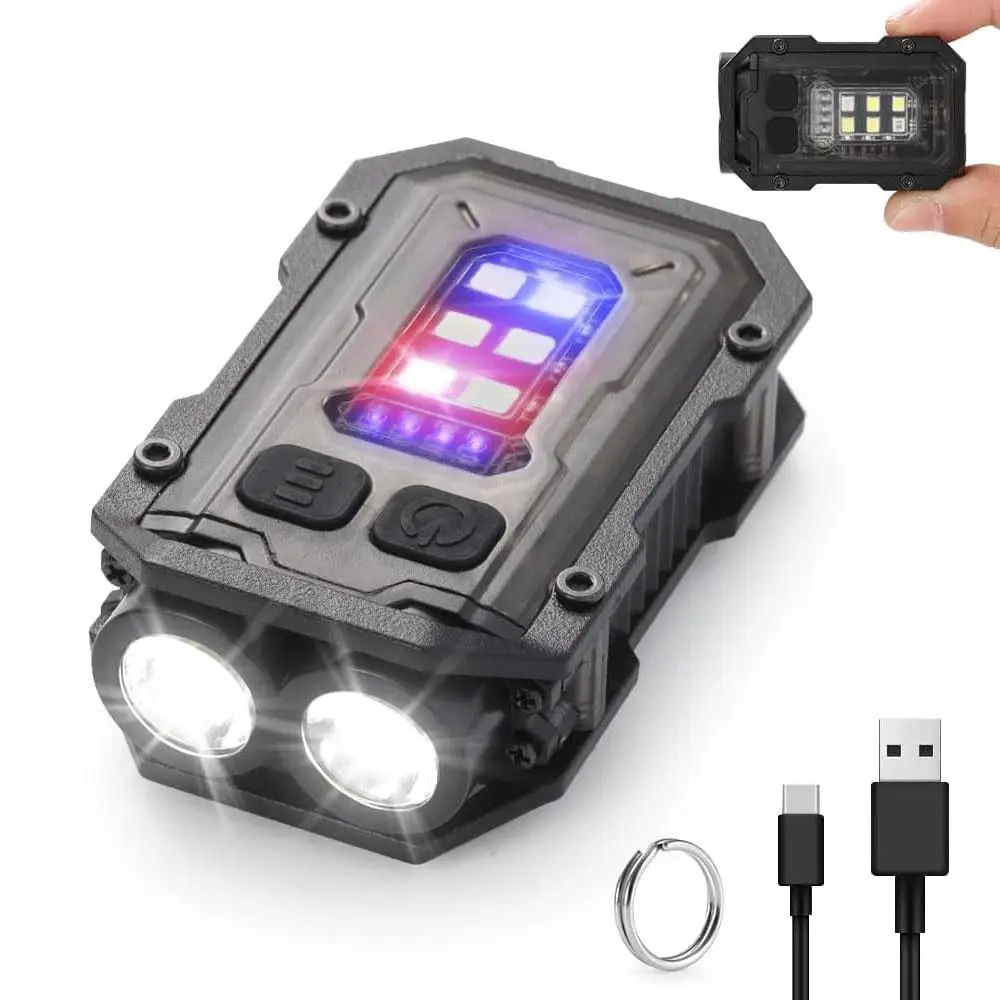 Mini LED Keychain Flashlight, Rechargeable Compact Pocket COB Light for Night Work, Running, Walking, Camping, Fishing, Hiking, Dog, USB C Charging Wa