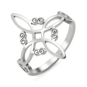 FIMENESS WITCH KNOT SILVER TONE STAINLESS STEEL RING NON TARNISH JEWELRY