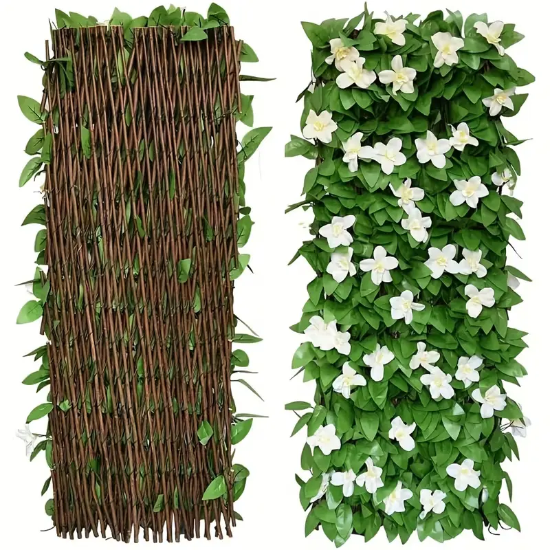 2-Piece Expandable Artificial Vines Privacy Fence Barrier - Durable Plastic, Connectable Green Wall, Suitable for Outdoor Gardens and Home Decor, UV Protective, Easy to Install, Outdoor Privacy Fence