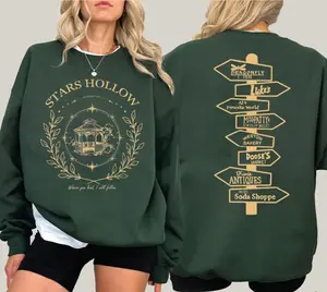 Stars Hollow Two Sided Sweatshirt - Shirt, Back and Front Stars Hollow Hoodie, Lukes Diner Crewneck, Luke's Shirt, Stars Hollow Festival A003