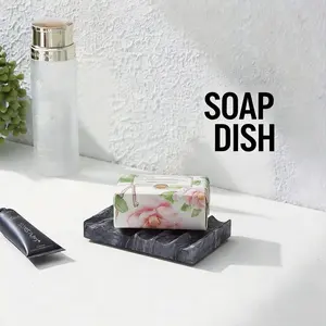 1pc marble Soap Dish, Marble Look Soap Dishes for Bar Soap, Shower Soap Holder Sponge Holder Soap Rack Soap Tray Soap Savers for Bathroom Shower Kitchen, Bathroom Essentials Accessories, Bathroom Accessory