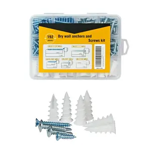 192 count Self Tapping Screws Drywall Anchors and Sheet Metal Screw Assortment,4 Size Kit for Installing Drywall, ,Metal Sheet Materials