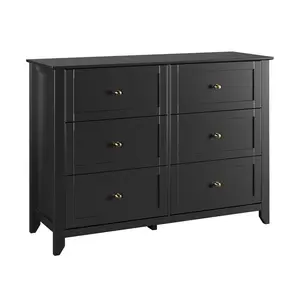 Chest of Drawers  6-Drawer Painted MDF Cabinet  Black  Modern Storage Unit  Sleek Design  Durable and Spacious Organizer for Bedroom or Living Room