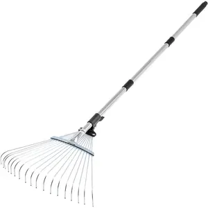 VEVOR Leaf Rake, 25 Metal Tines, Adjustable Garden Rake for Lawns with 18.3 Inch Wide Head 36.4 - 72.8 Inch Long Handle, Heavy Duty Stainless Steel Small Leaves Tool for Gardening Camping Yard GrassVEVOR Super Brand Day