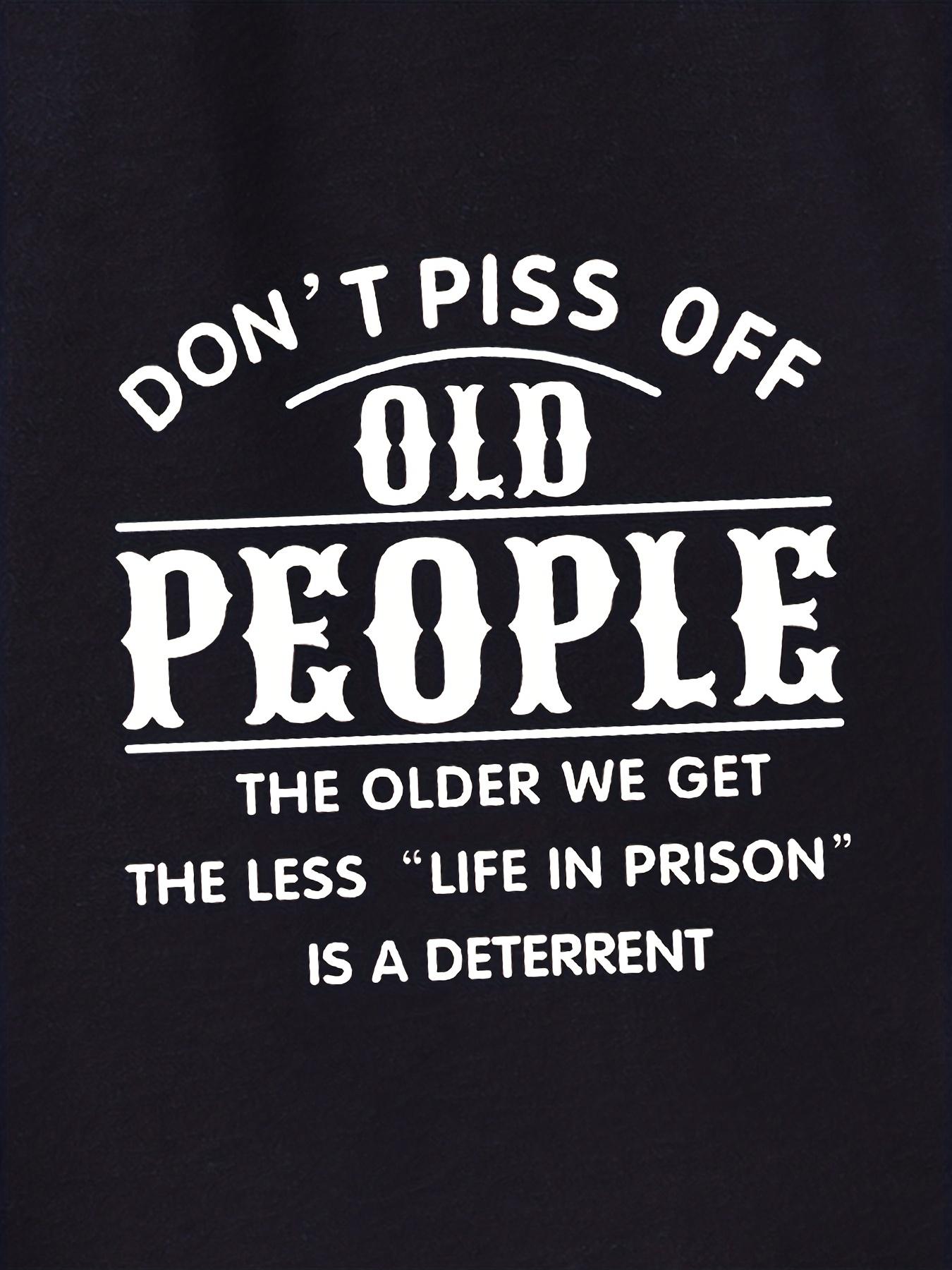 Men'S Plus Size Athletic Shorts - Navy Blue with Bold "DON'T PISS OFF THE OLD PEOPLE" Print - Elastic Drawstring Waist - Stretchy Gym, Casual & Everyday Shorts - Funny Saying Apparel for Men, Gym Shorts, Comfortable Fit, PLUS SIZE