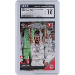 Harry Kane FC Bayern Munich 2025 Topps Now Secures First Major Trophy #189 CGC Authenticated 10 Card