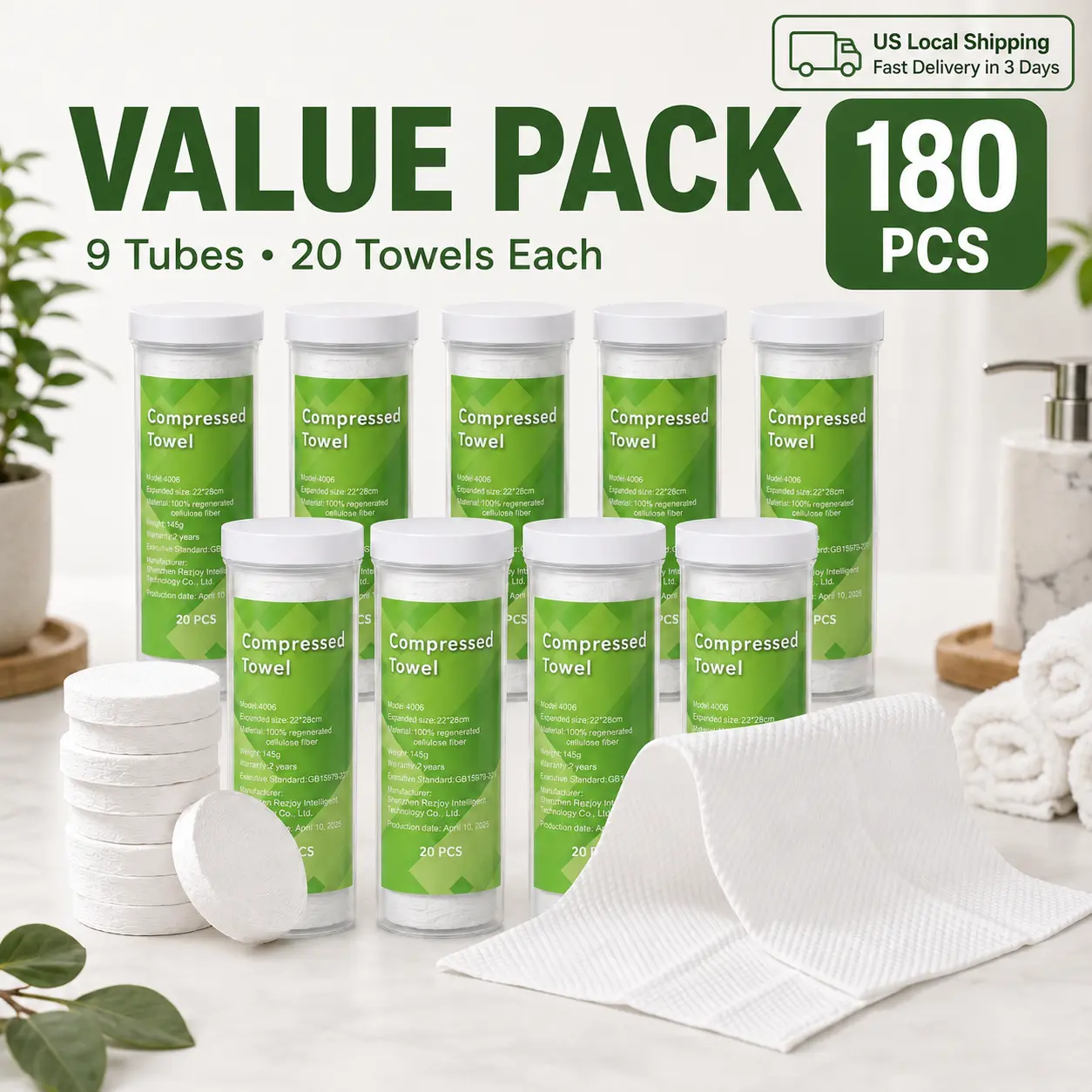 Refill Towels ONLY for Hot Towel Machine, Machine Not Included, 20 Towels per Roll, 180 Count (9 Rolls)