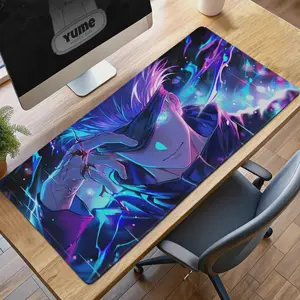 Gojo Satoru Anime Desk Mat, Jujutsu Kaisen Inspired Extended Mouse Pad, Clean Gaming Desk Setup & Anime Workspace Decor