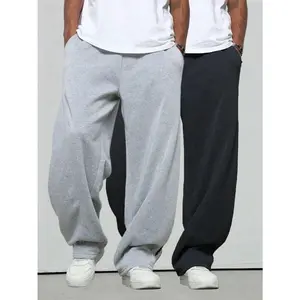 2PCS Drawstring Waist Straight Wide Leg Baggy Pants Workout Athletic Sweatpants with Pockets Youth Casual Cargo Pants Sweatpants Pull On Fleece Sprorts Joggers Outfits Clothes For Boys Girls Teens Kids Size8-16 Years