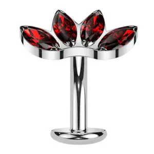 Contessa Red CZ Titanium Threadless Floating Belly Button Ring (Convex Disk)