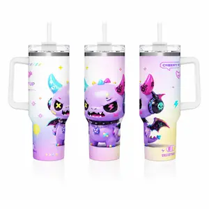 40oz Cheeky Purple Devil Tumbler - Stylish Portable Leak-Proof Water Bottle, Cup Holder Friendly, Pastel Goth Home Supplies Storage Bottle