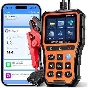 BT529  OBD2 Scanner &   Tester,2-in-1  Diagnostic Tool for  & Android, Check Engine Code Reader,Performance Test, Trip Analysis, 12V  Analyzer for  1996+