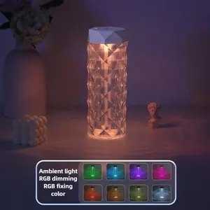 Rose Romantic Atmosphere Light RGB Crystal USB Night Light Small Portable Desk Lamp Home Bedroom Aromatherapy Machine Air Purification Moisturizing Large Capacity Humidifier