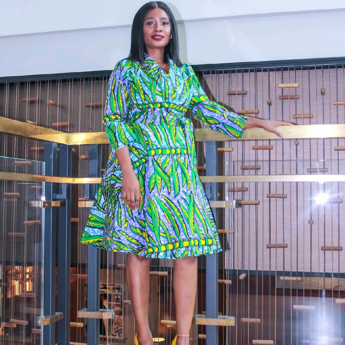 Kendra African Print Wrap Midi Dress