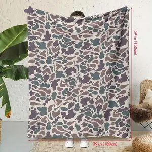 Camouflage Pattern Flannel Blanket, 1 Count Soft Warm Throw Blanket, Cool Bedroom Bedding Blankets, Air-conditioned Room Accessories Blanket, Warm Nap Blanket for Home & Office