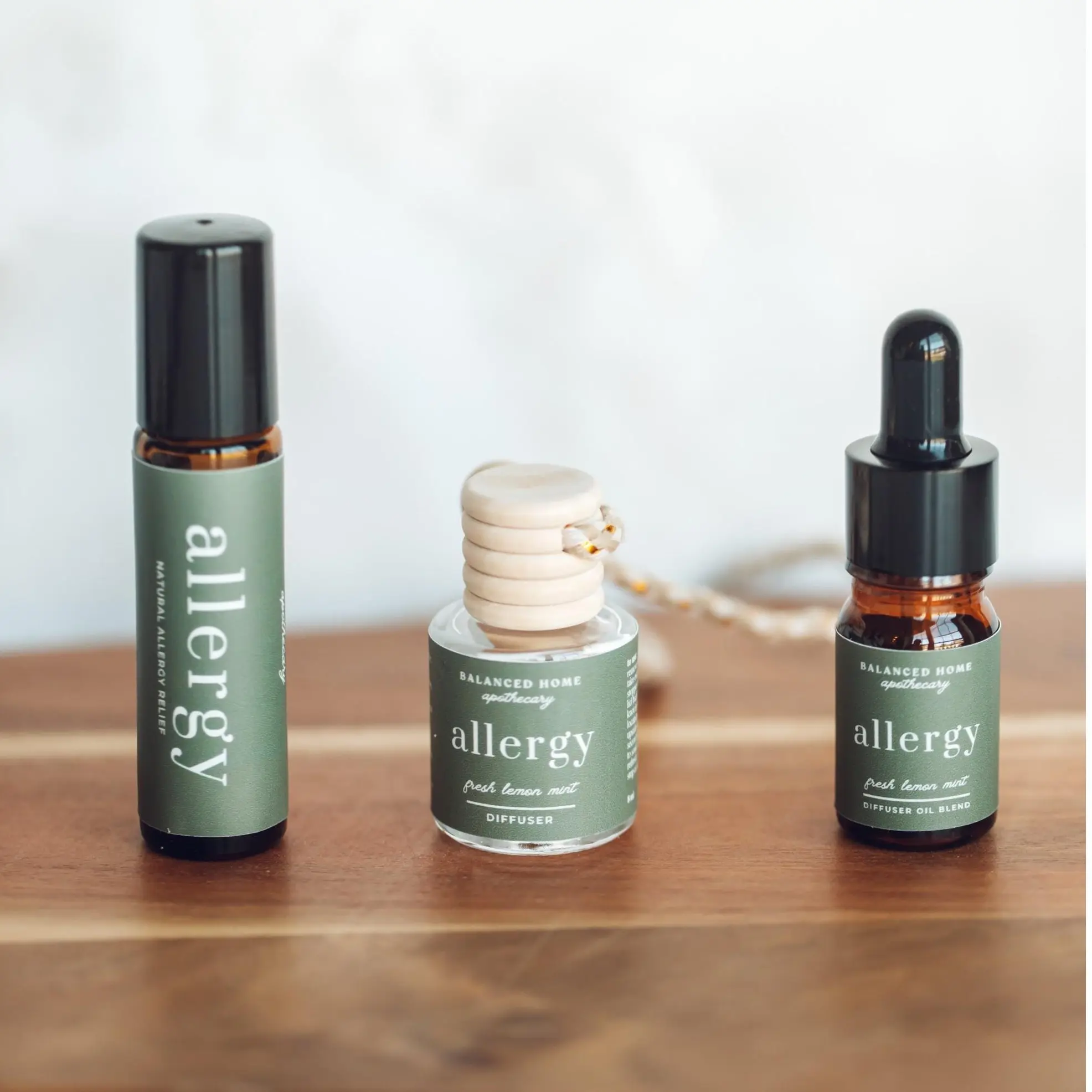 Balanced Home Apothecary Hangable Allergy Essential Oil Lemon Blend - 10ml Rollerball Car Diffuser, Natural Fresh Oils for Therapeutic Aromatherapy, Seasonal Allergy Control, Cooling Nasal Relief with Lavender, Peppermint, Eucalyptus, Prop 65 Safe, Natura