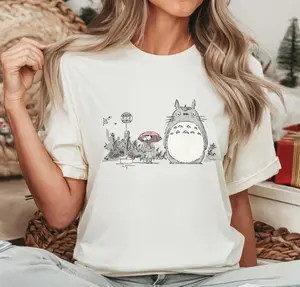 [SALE UP TO 40% ] Cute My Neighbor Totoro Raining Scene T-Shirt, Mei Satsuki Totoro Shirt, Studio Ghibli T-Shirt, Hayao Miyazaki Tee, Studio Ghibli Gifts Idea
