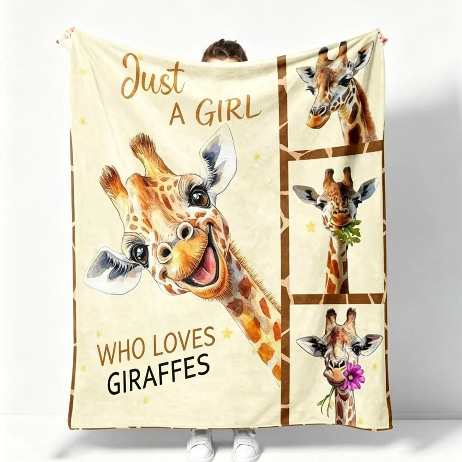 Giraffe Blanke Gifts for Women Just a Girl Who Loves Giraffes Throw Adult Flannel Fleece Throw Blanket Decor for Couch Sofa Bed