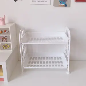 Multifunctional plastic desktop storage rack for stationery and cosmetics, practical office desk organizer, dormitory daily desktop organizing supplies