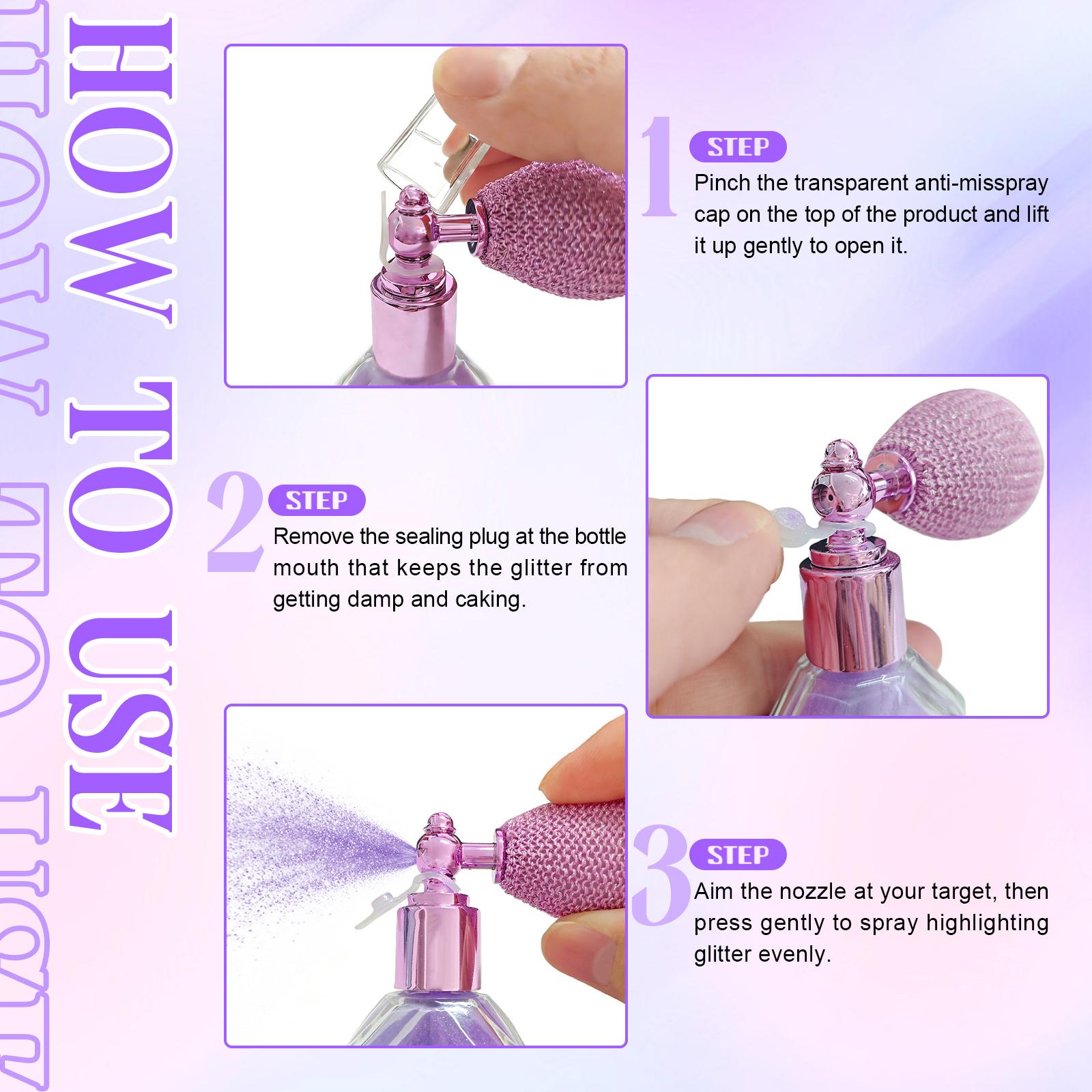 Highlighter Powder Spray Magic Shimmer - For Body, Hair, Face & Lips - Sparkle Glitter Highlighter Makeup - Lightweight & Long Lasting For Women, Halloween Party & Daily Wear