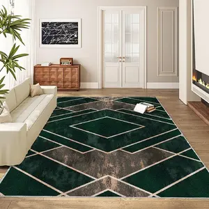 One dark green diamond-patterned home rug, Living Room Rug, machine washable and fade-resistant, soft and durable, suitable for holidays and any space, including hotels, offices, sofas, beside beds, hallways, etc.