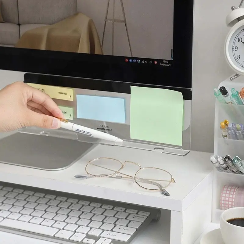 Acrylic Monitor Message Memo Board For Sticky Note Transparent Name Card Phone Holder Desktop Holder Stationery Office Desk Accessories Corporate Work Desk Accessories Desk Supplies
