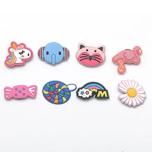 8 pcs Kids Design Shoe Charm Cut Clog Shoe Charm with Unicorn Elephant Cat Flamingo Candy Lollipop Rainbow Daisy