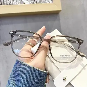Anti Blue Light Ladies Square Myopia Glasses Ultralight Clear Transparent Computer Nearsighted Eyeglasses with Diopter 0 To -4.0