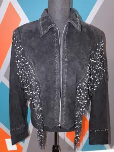Beaded Fringe Suede Jacket